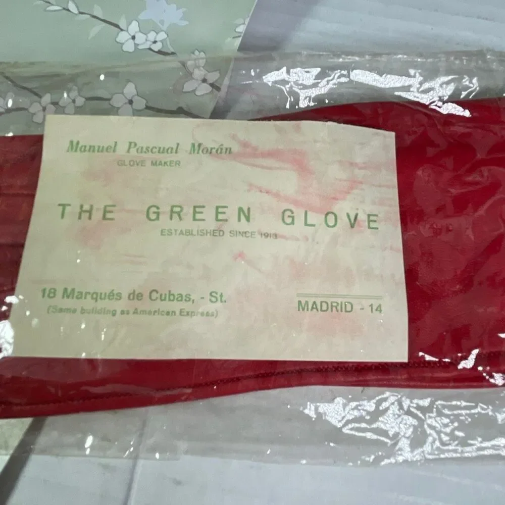 VTG Red leather gloves Madrid Manuel Pascual Moran glove maker
